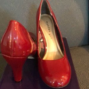 Red patent Madden Girl pumps
